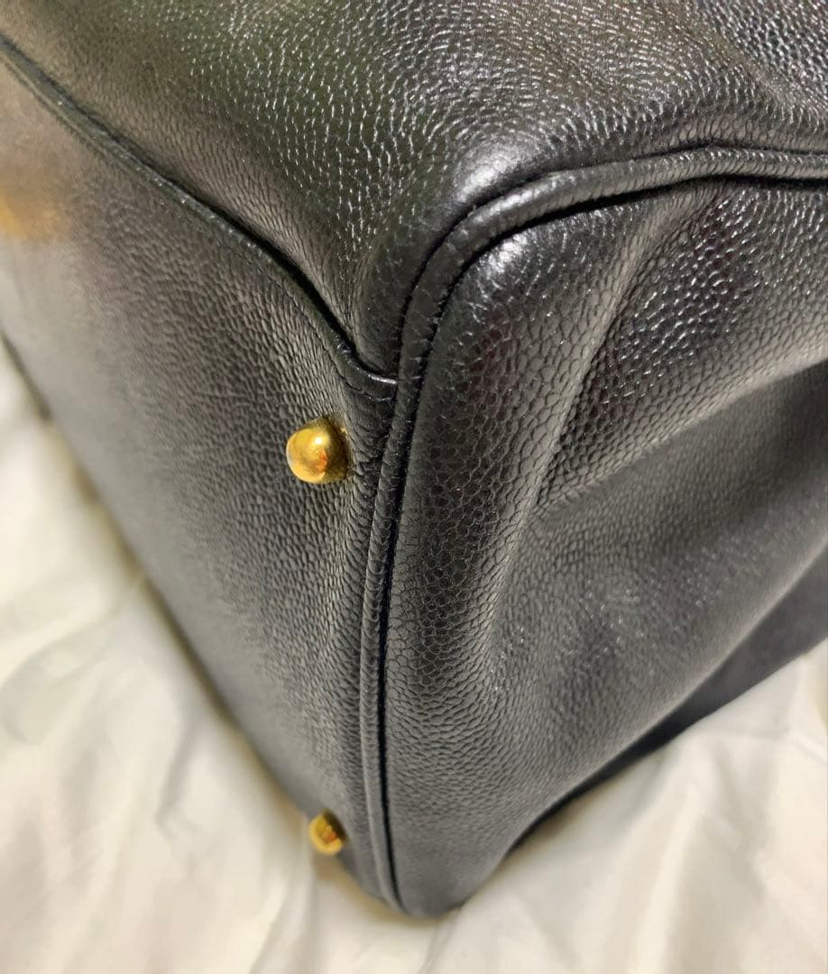 ヴィンテージ★CHANEL スーパーモデルバッグ　ボストン　キャビアスキン　黒