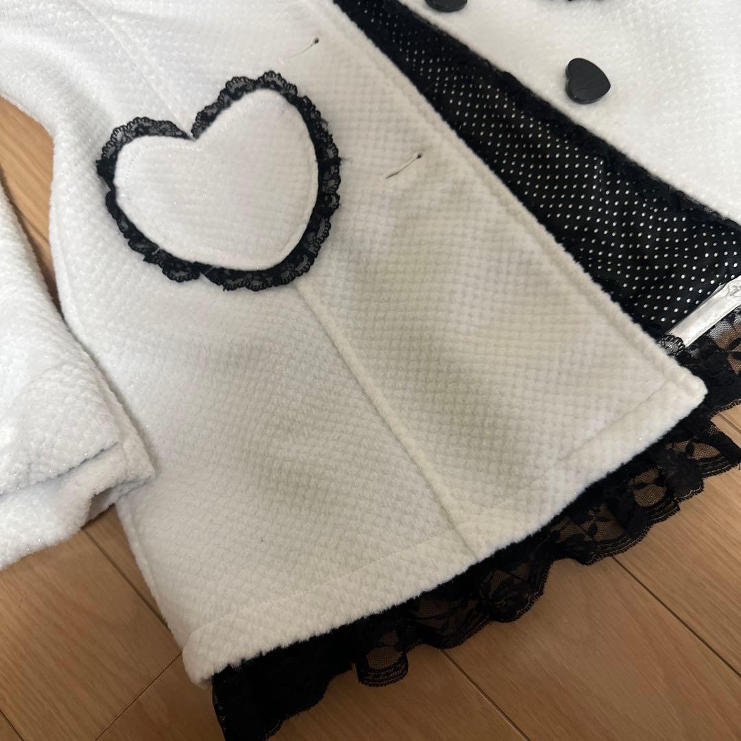 希少　リズリサ トゥララ　白のコート　リボン　レース付き