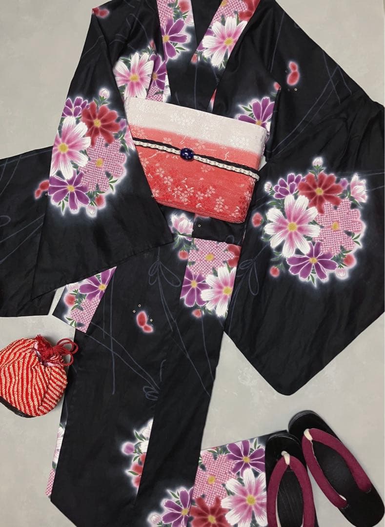 【NEW】Kansaiブランド浴衣 長身さんにおすすめ身丈165綺麗なコスモス柄