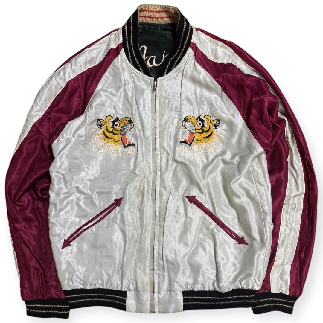 東洋 リバーシブル サテン スカジャン スーベニアジャケット 龍 鷹 日本地図