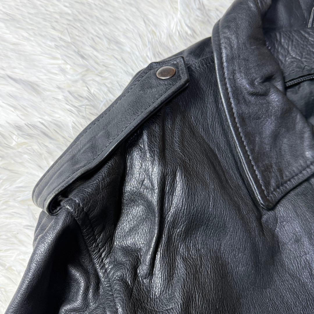 【ユーロ】90s A-2 ブラックレザー フライトジャケット XL 本革