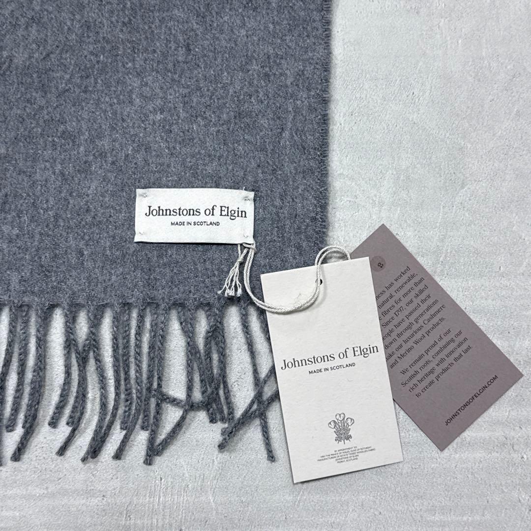 新品 ジョンストンズ カシミヤストール マフラー グラナイトグレー