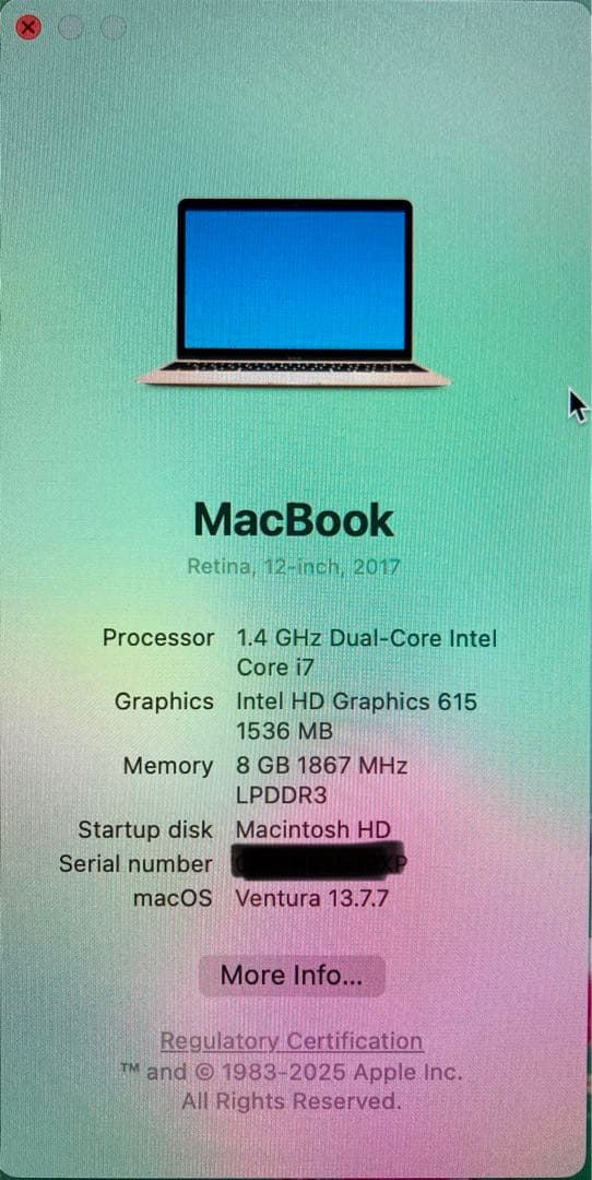 MacBook 12インチ 2017 USキーボード i7/8GB/256GB