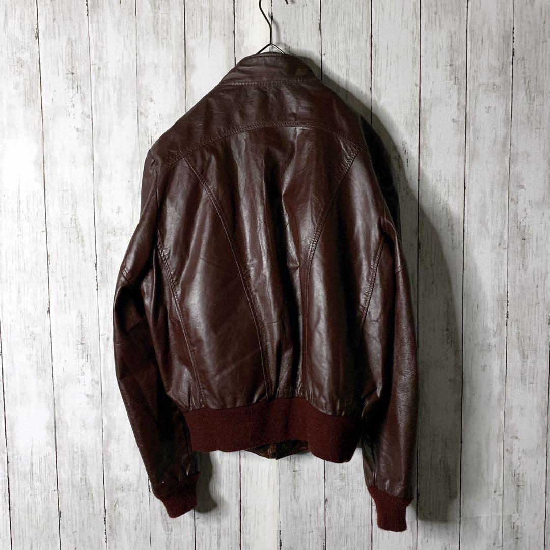 USA製 MA-1 レザージャケット ブルゾン 本革 ライナー付き ブラウン