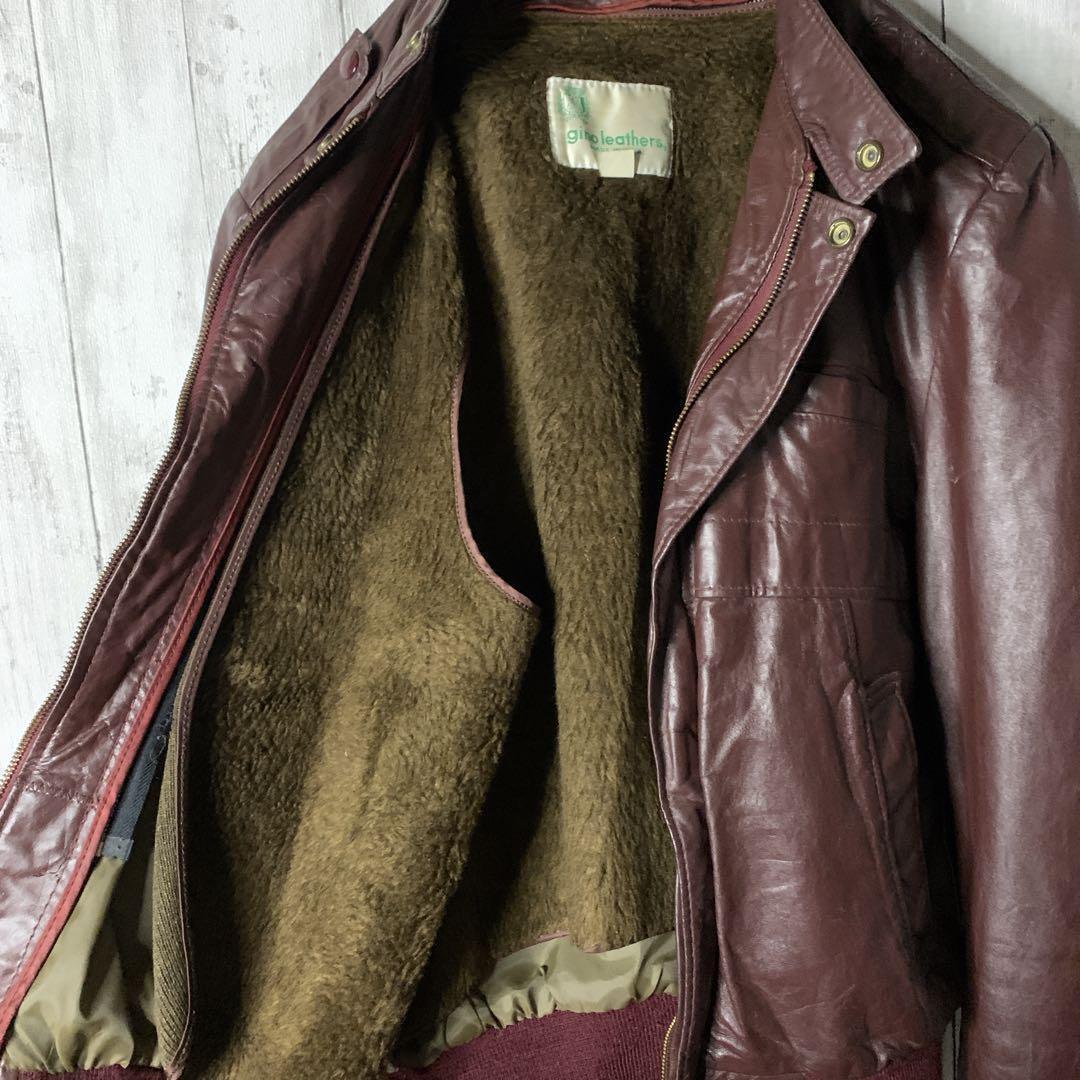 USA製 MA-1 レザージャケット ブルゾン 本革 ライナー付き ブラウン