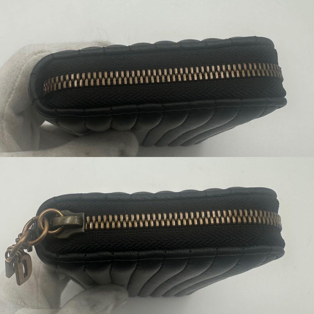 現行　美品　ディーゼル　D-VINA ラウンドジップ　長財布　キルティング　黒