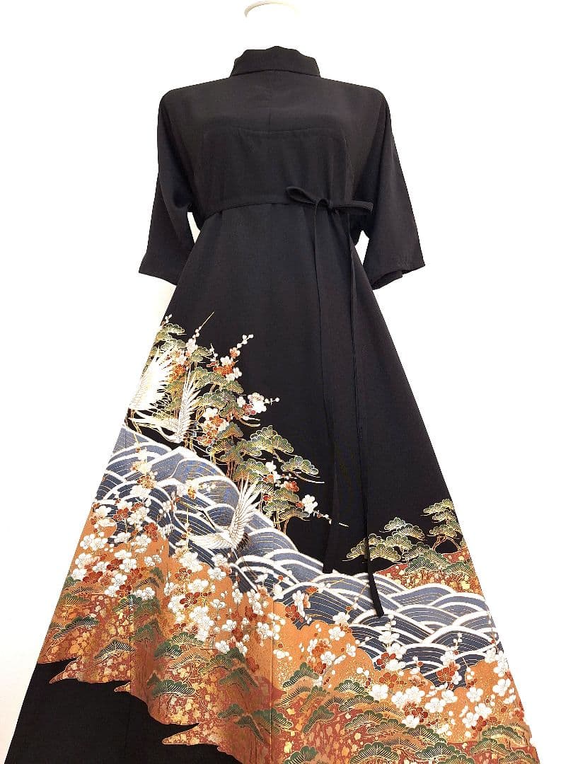 着物リメイクワンピース3677