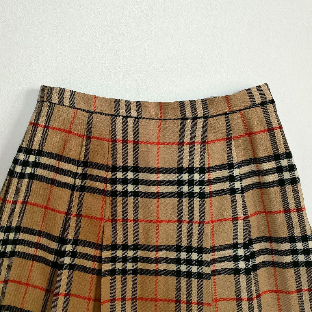 【美品】バーバリー　ノバチェックウール100%ロングスカート　プリーツ　L