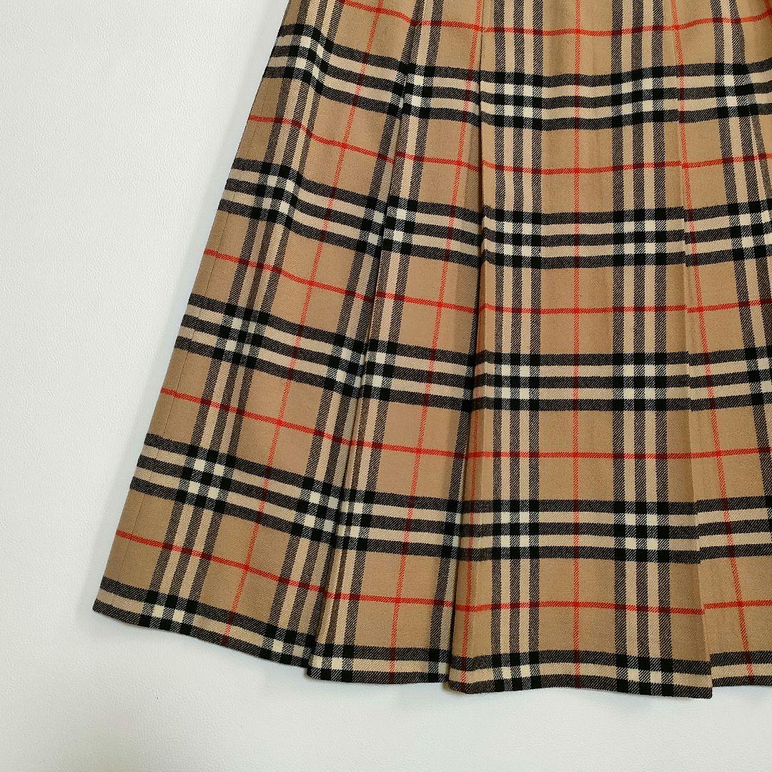 【美品】バーバリー　ノバチェックウール100%ロングスカート　プリーツ　L