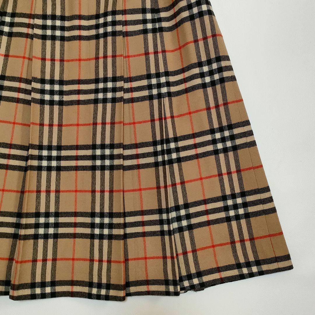 【美品】バーバリー　ノバチェックウール100%ロングスカート　プリーツ　L
