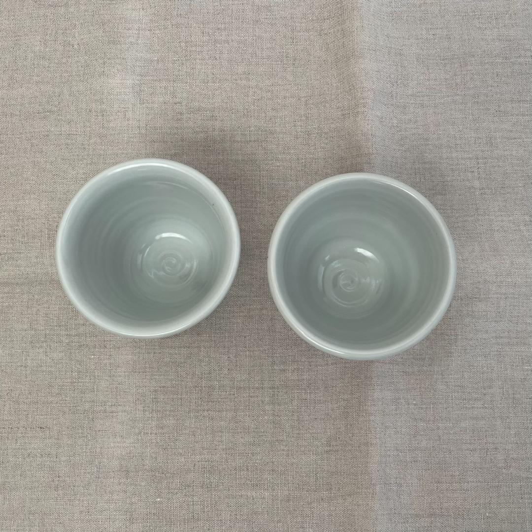 伊藤聡信　白磁しのぎ　湯呑　2個セット