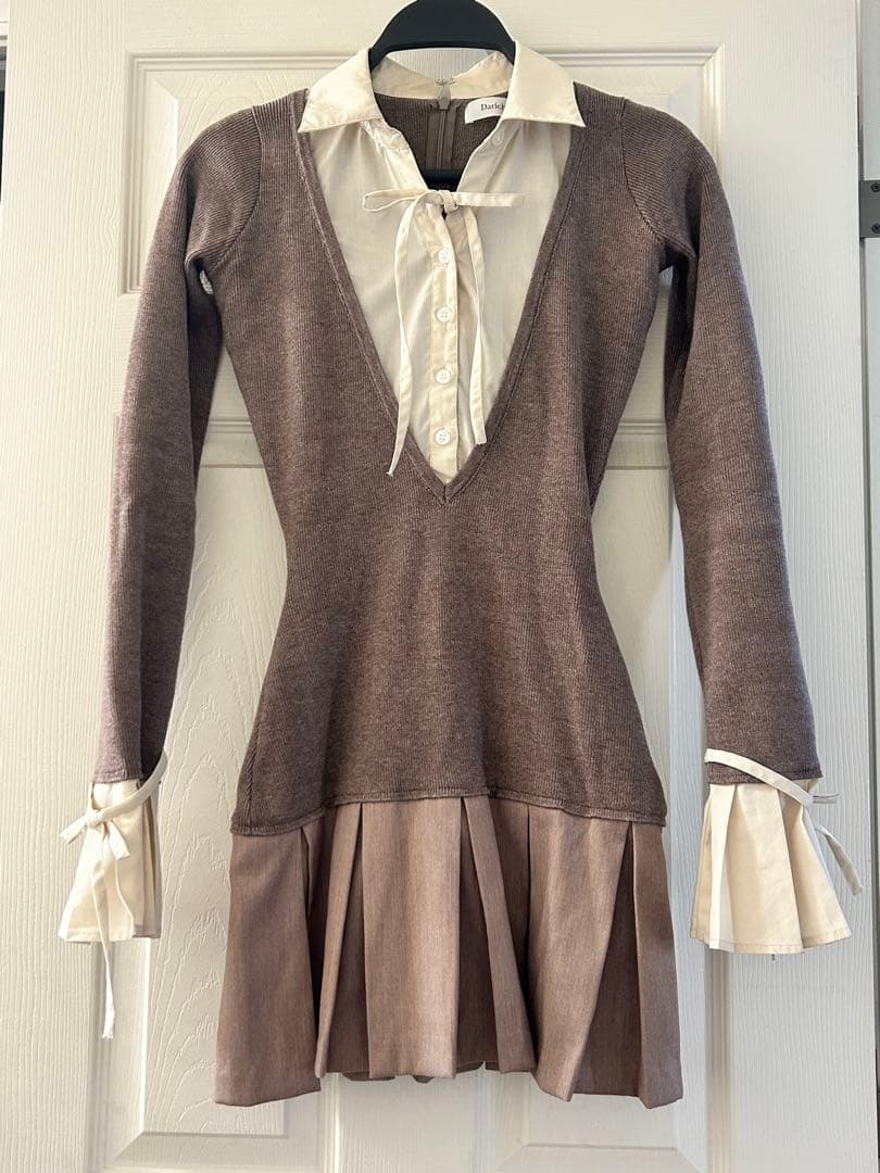 【早い者勝ち】Darich シャツドッキングプリーツミニワンピース MOC モカ