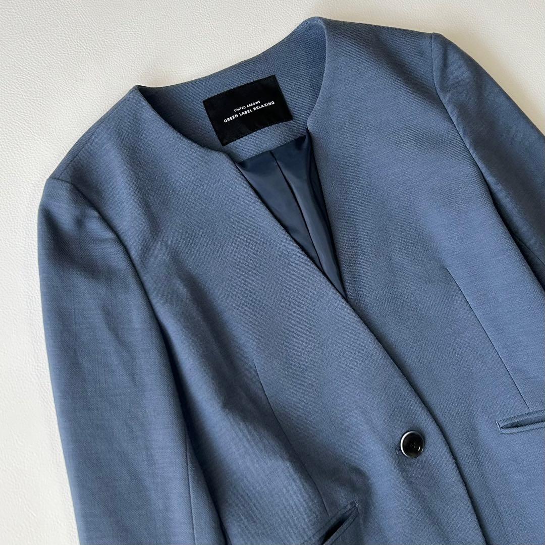 グリーンレーベル セットアップ スーツ ノーラペルジャケット ブルー 36