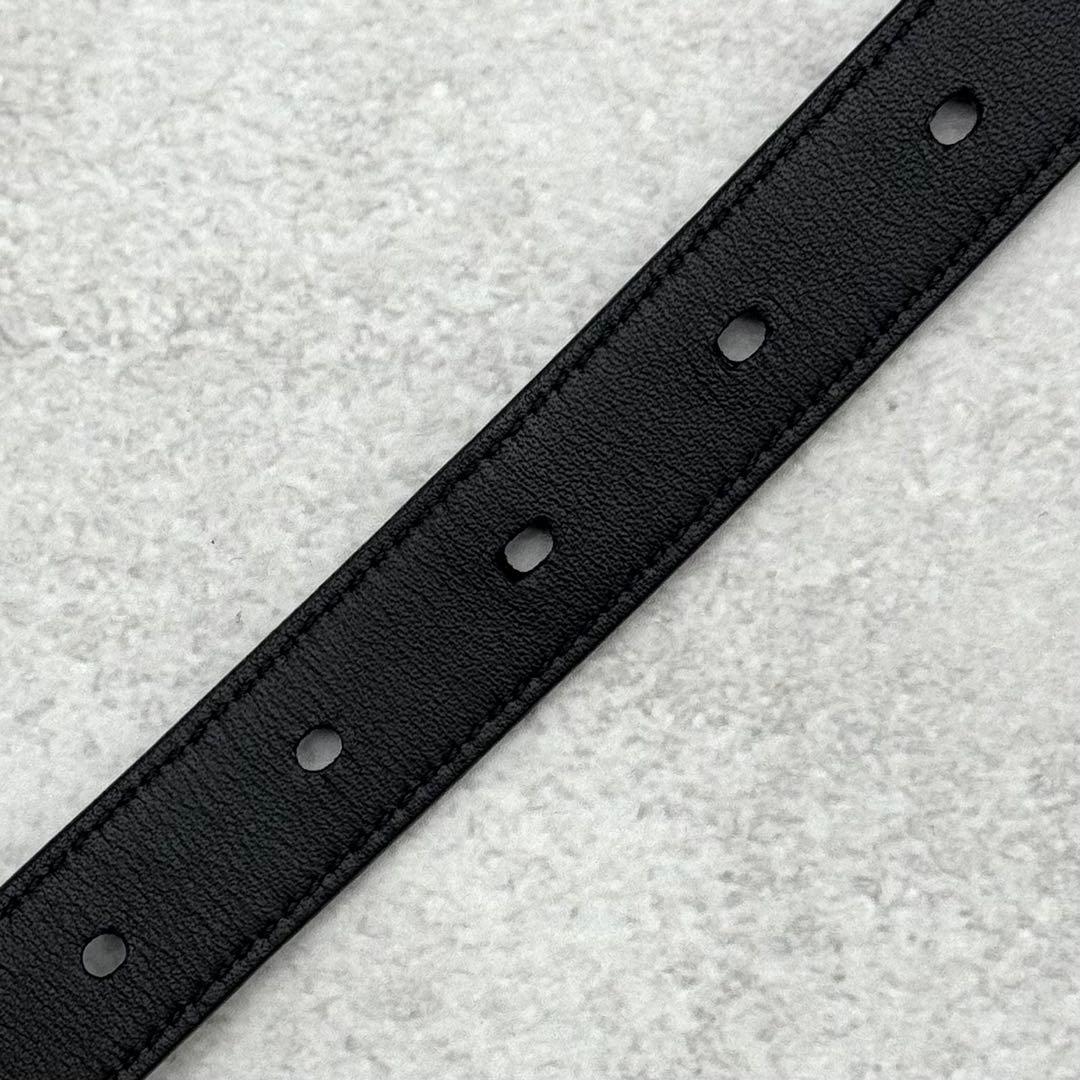 美品 サンローランパリ レザーベルト YSL ロゴデザイン ゴールド金具 黒