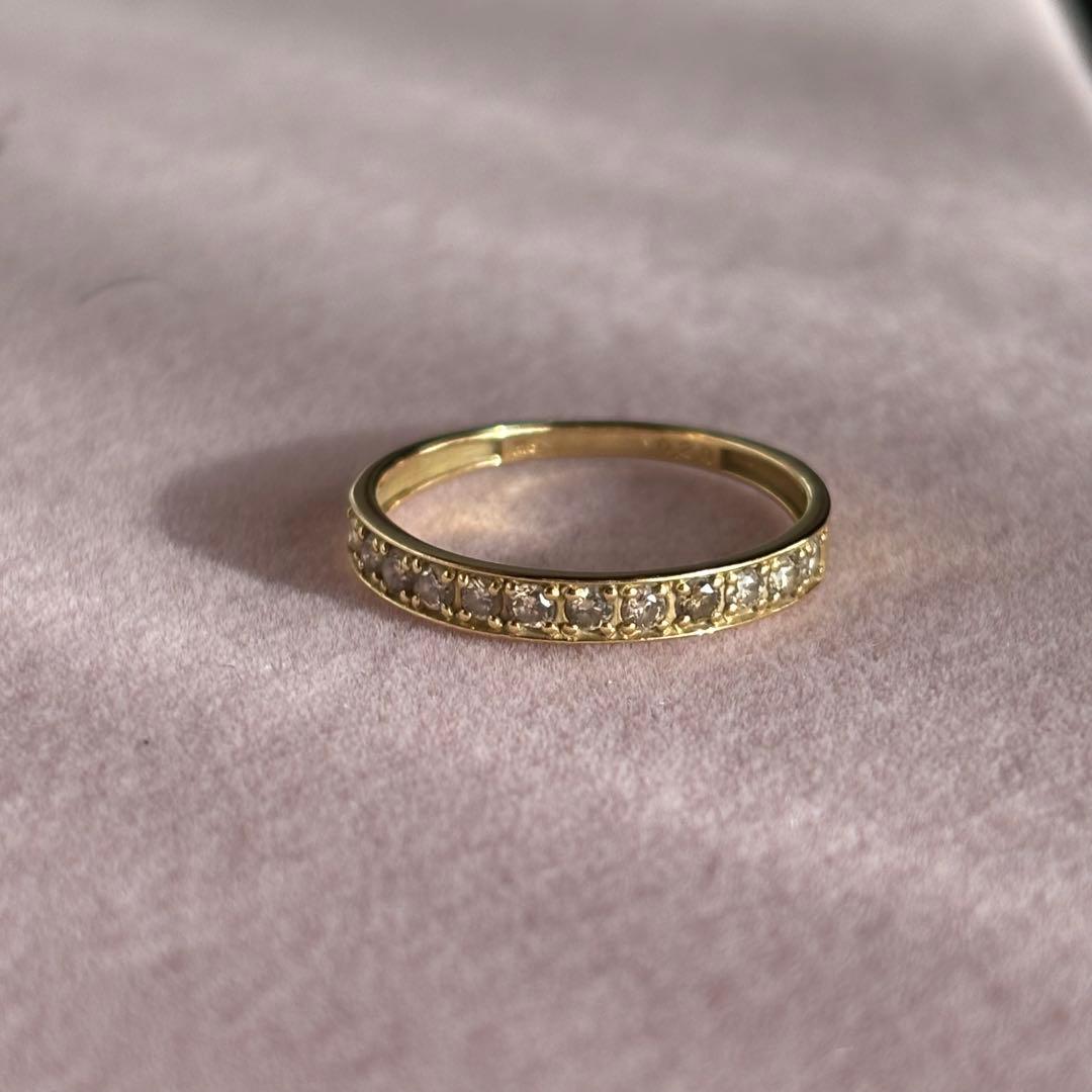 K18 YG ダイヤモンド ハーフエタニティ リング 11号