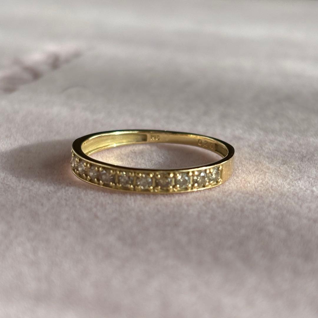 K18 YG ダイヤモンド ハーフエタニティ リング 11号