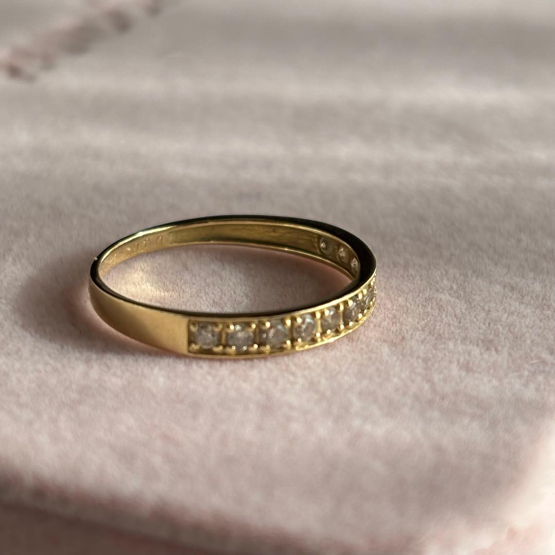 K18 YG ダイヤモンド ハーフエタニティ リング 11号