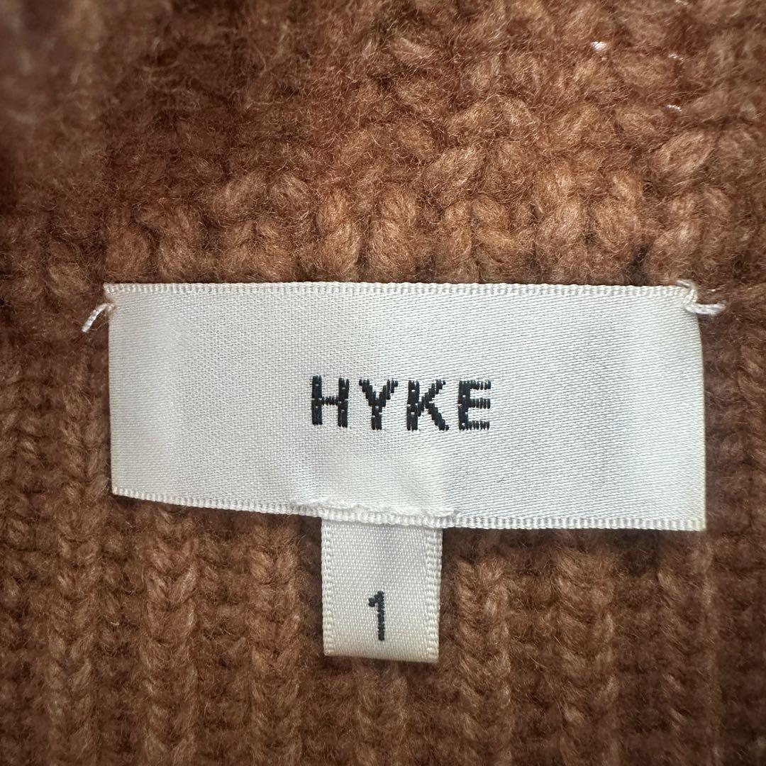 HYKE ハイク /リブタートルニット ブラウン 1 ハイネック ヘリンボーン