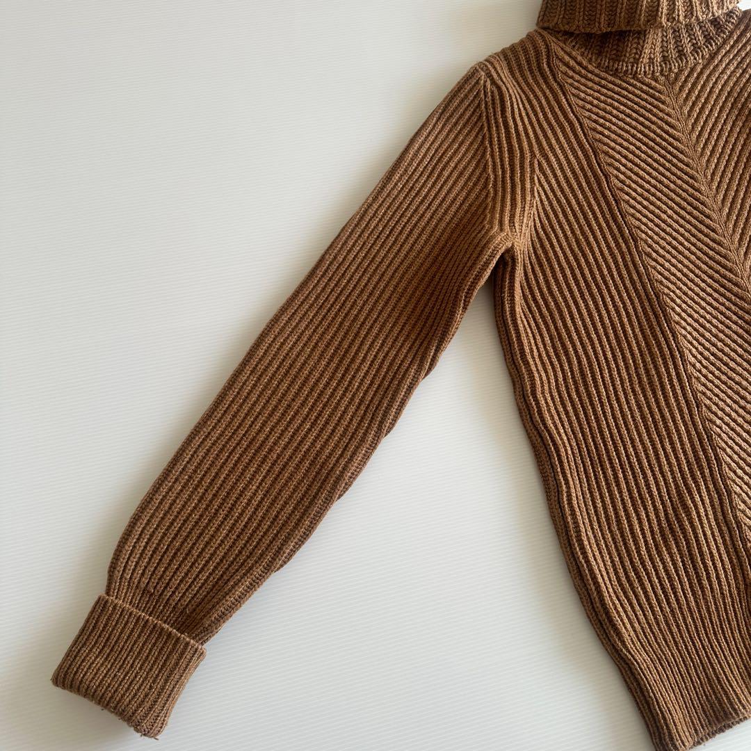 HYKE ハイク /リブタートルニット ブラウン 1 ハイネック ヘリンボーン