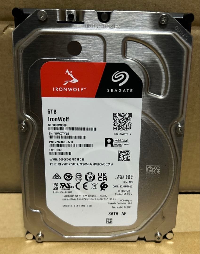 内蔵型ハードディスクドライブ Seagate IronWolf NAS HDD 6TB ST6000VN006
