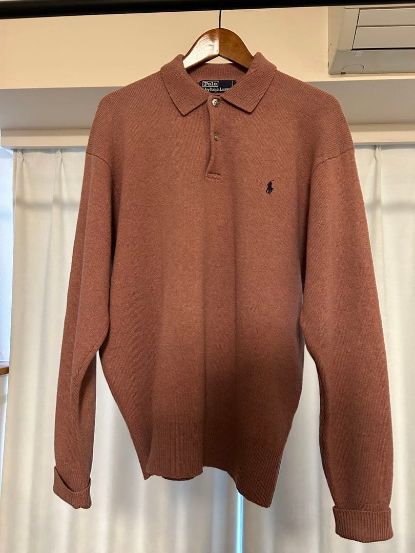 y*n様 90s ラルフローレン　ラムウール　ニット　ハーフボタン　ピンク　ポニ