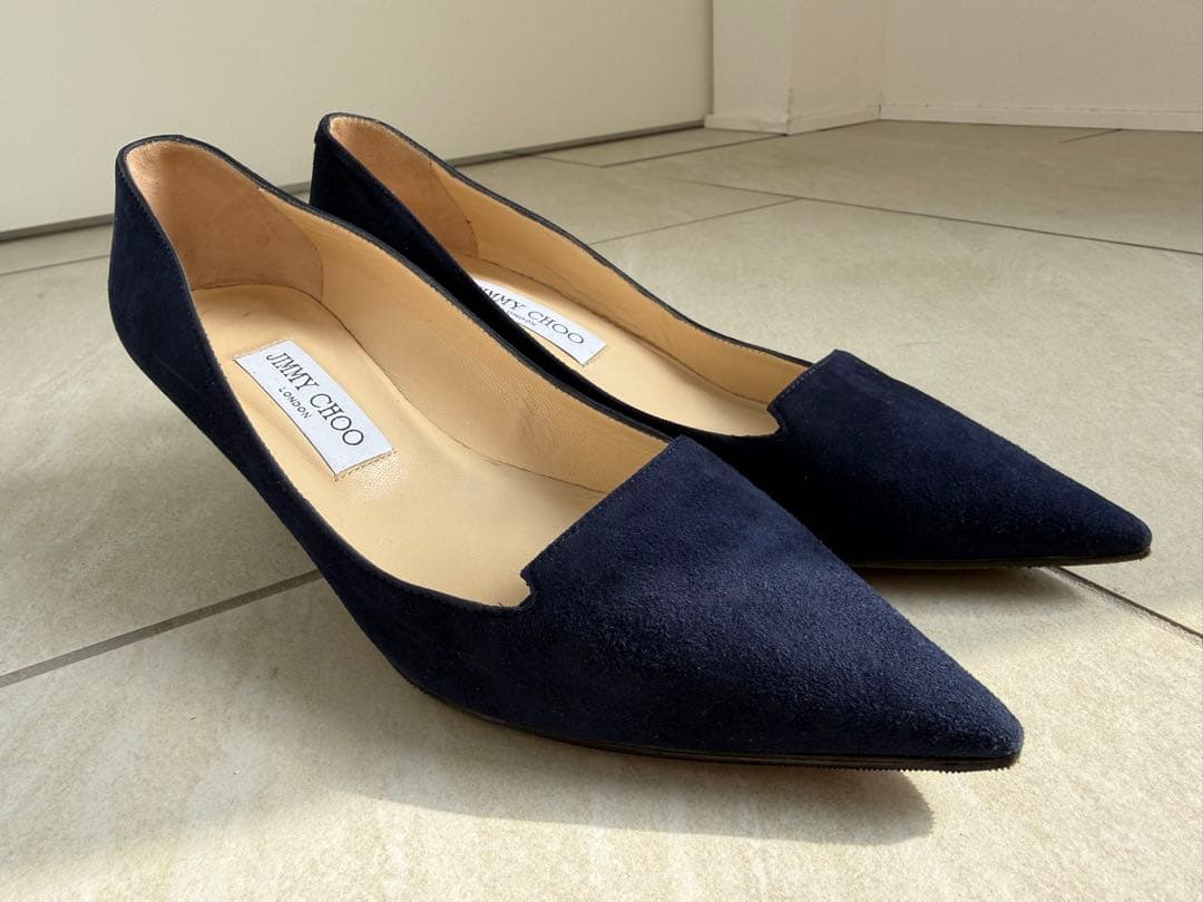 JIMMY CHOO ネイビー スエード パンプス