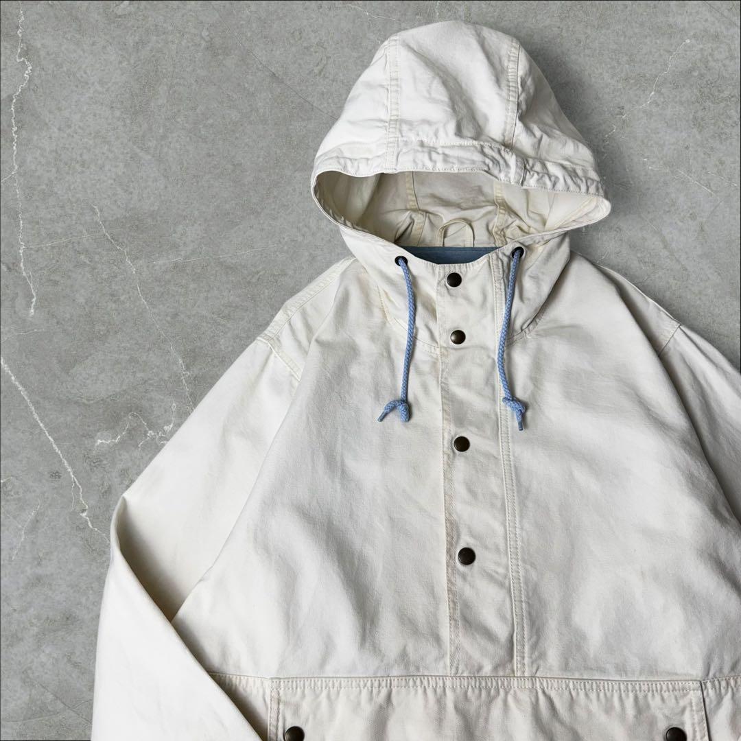 80s Eddie Bauer 黒タグ コットンアノラックパーカー 生成り 白