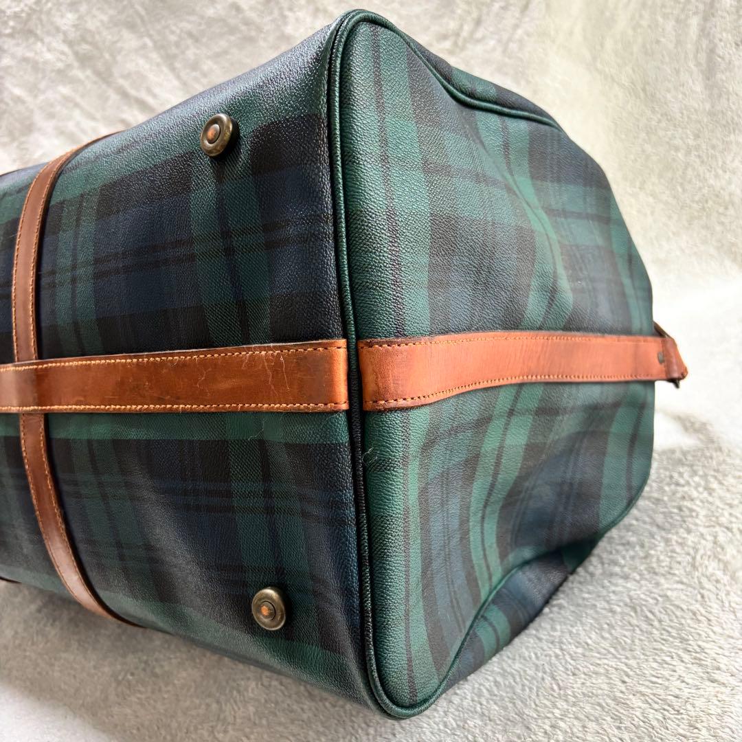 美品 ポロラルフローレン ブラックウォッチ 2WAY ボストンバッグ グリーン