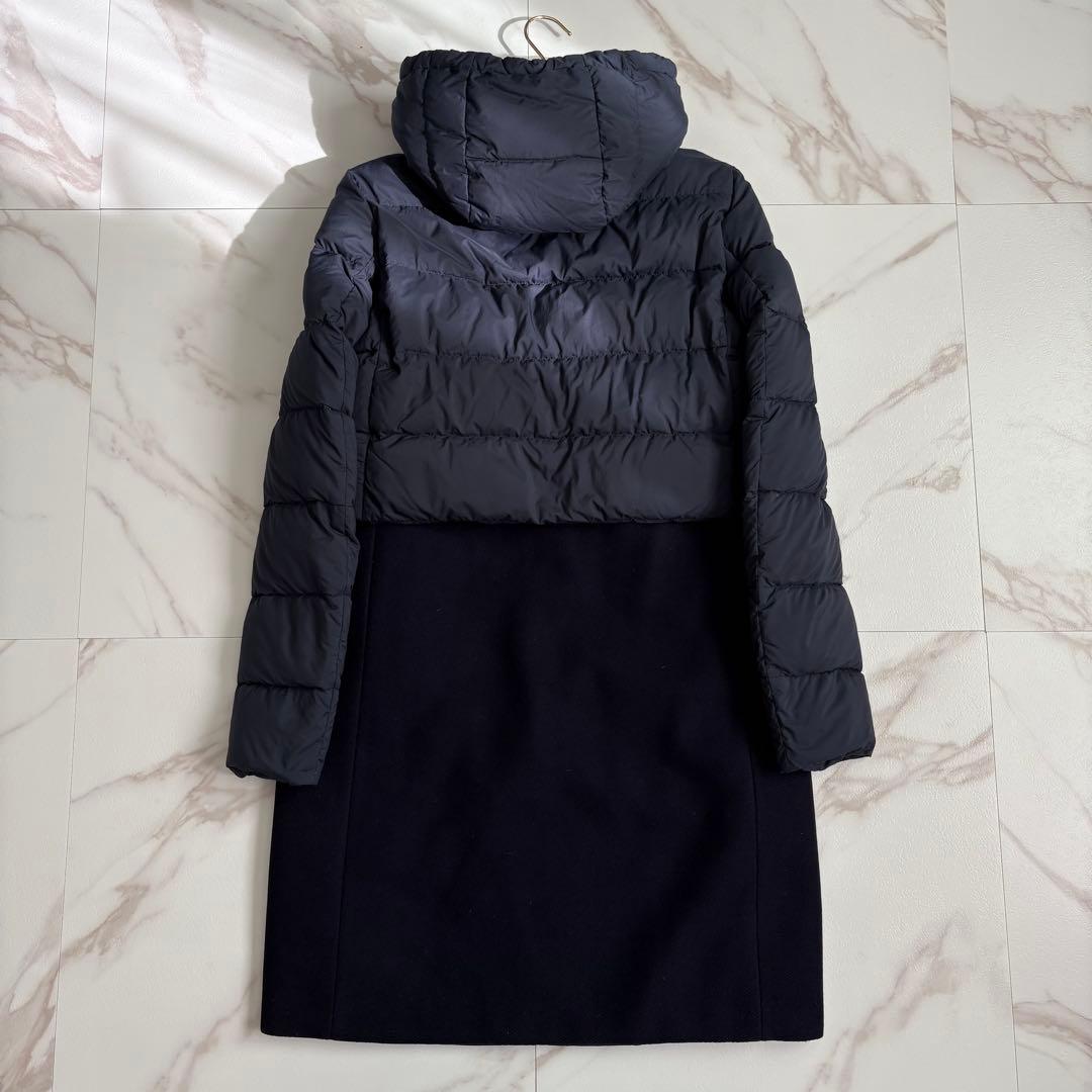 美品◆HERNO 大きいサイズ42 切り替え ダウンコート 2way 金釦