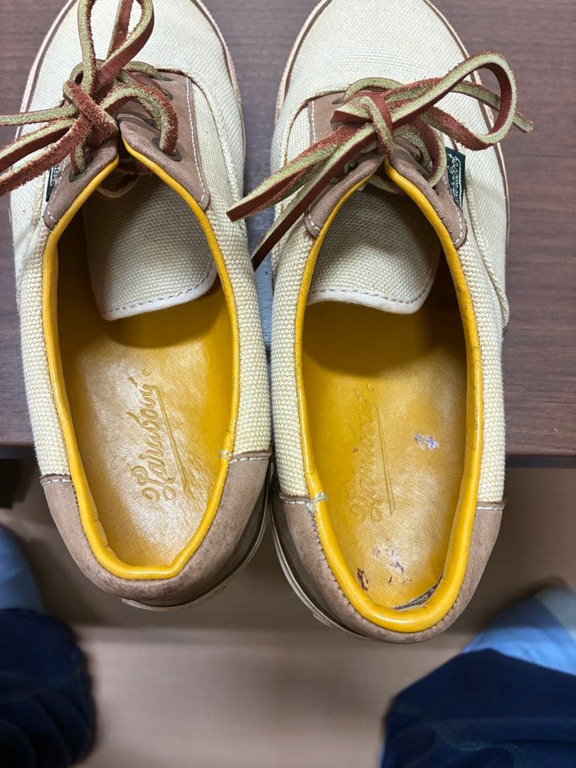 レア商品　パラブーツ　デカタグ　ベージュ キャンバス スニーカー