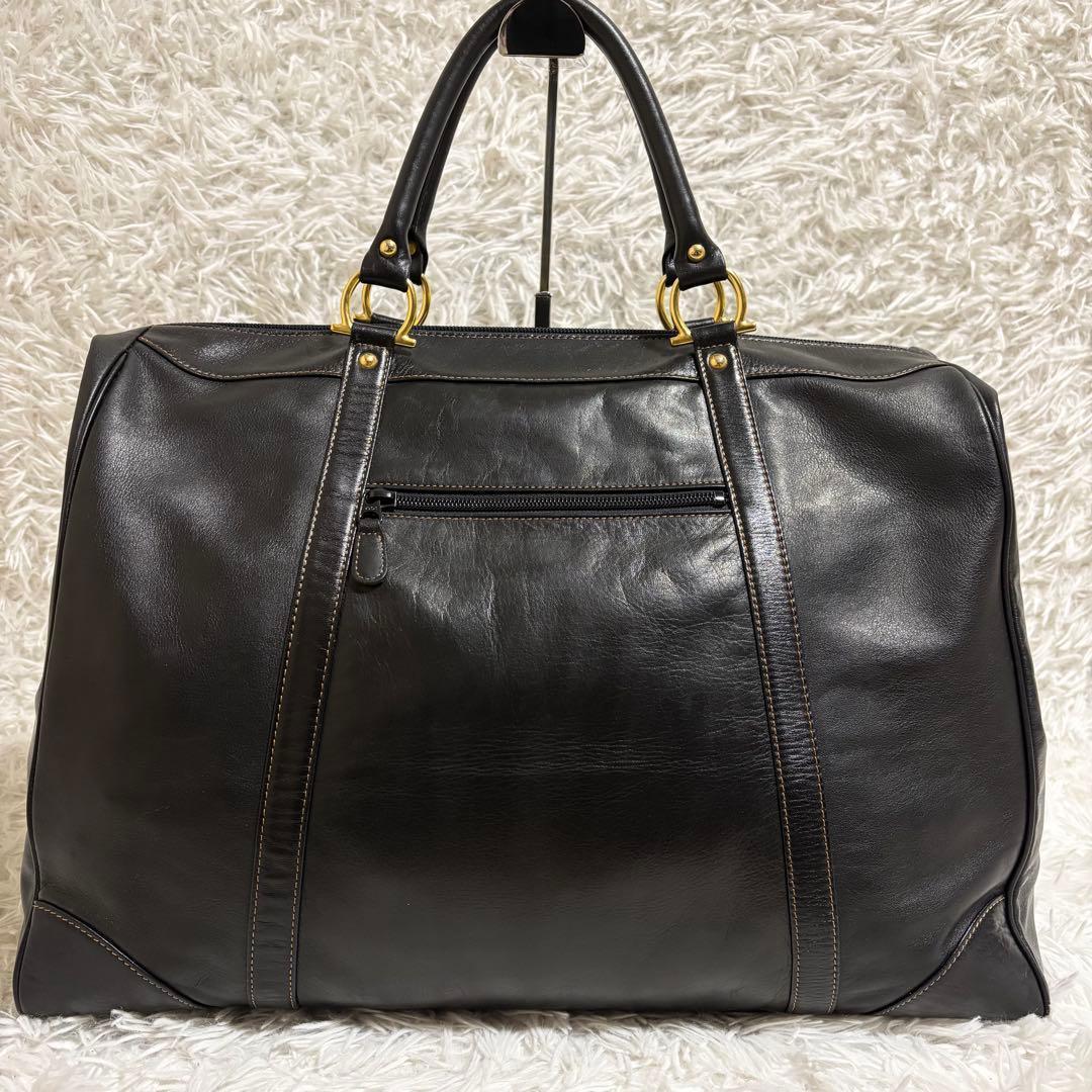 ✨極美品✨キタムラ ボストンバッグ ロゴ型押し ゴールド金具 大容量 レザー 黒