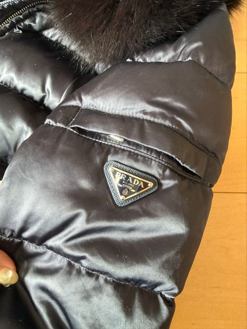 PRADA ファー付きダウンジャケット ネイビー