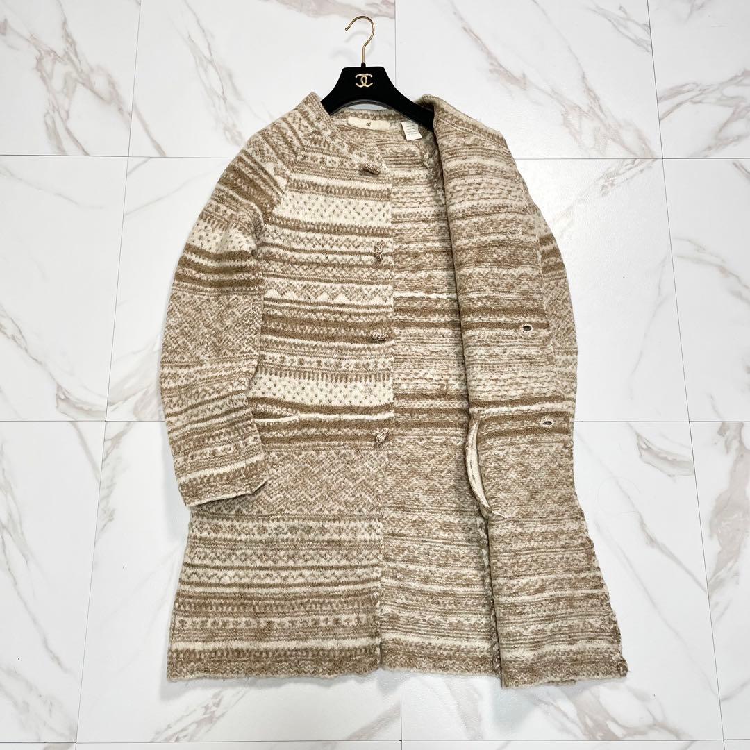 45R 圧縮 ノーカラーニットコート アルパカ hand graded 1