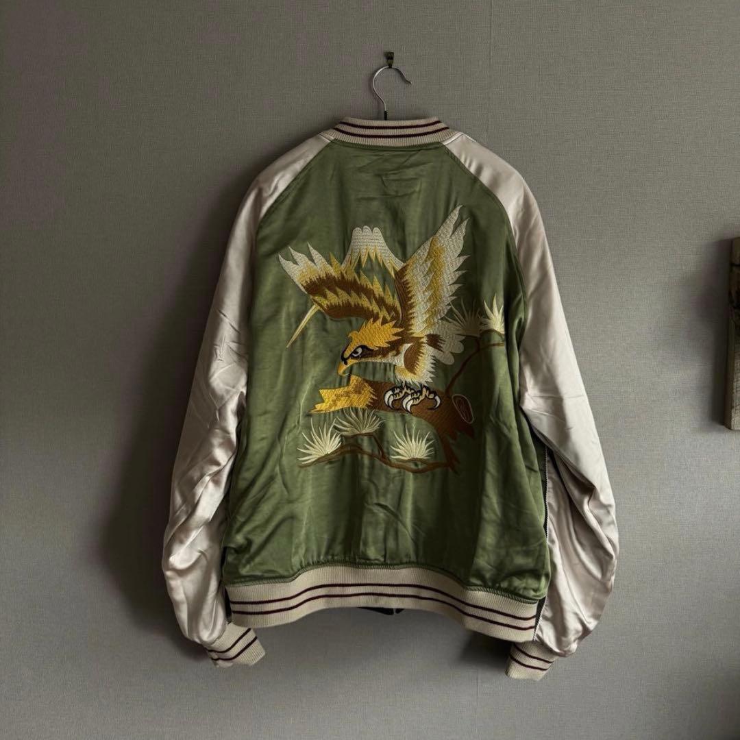 【ゆう】リバーシブル別珍虎とサテン鷹刺繍 Japanスカジャン XL