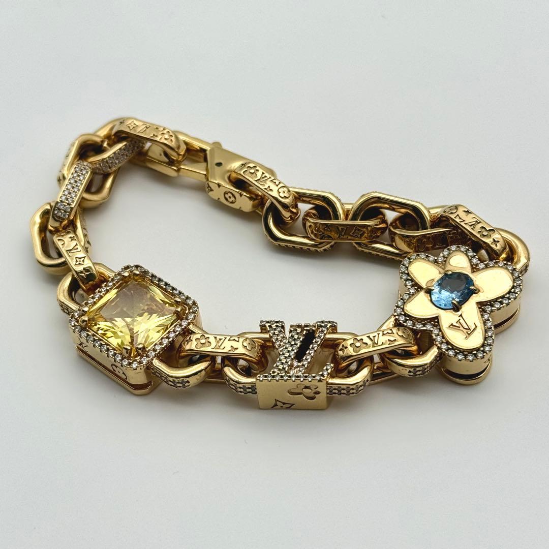 美品 ルイヴィトン パラダイス ストーン ブレスレット モノグラム LV 金