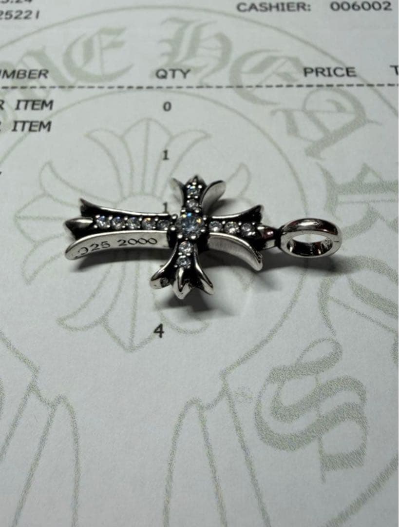 クロムハーツ　タイニーファット　チャーム　ペンダント　天然パヴェ　インボイス