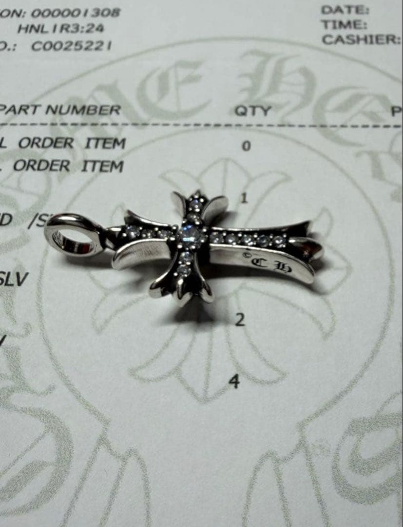 クロムハーツ　タイニーファット　チャーム　ペンダント　天然パヴェ　インボイス