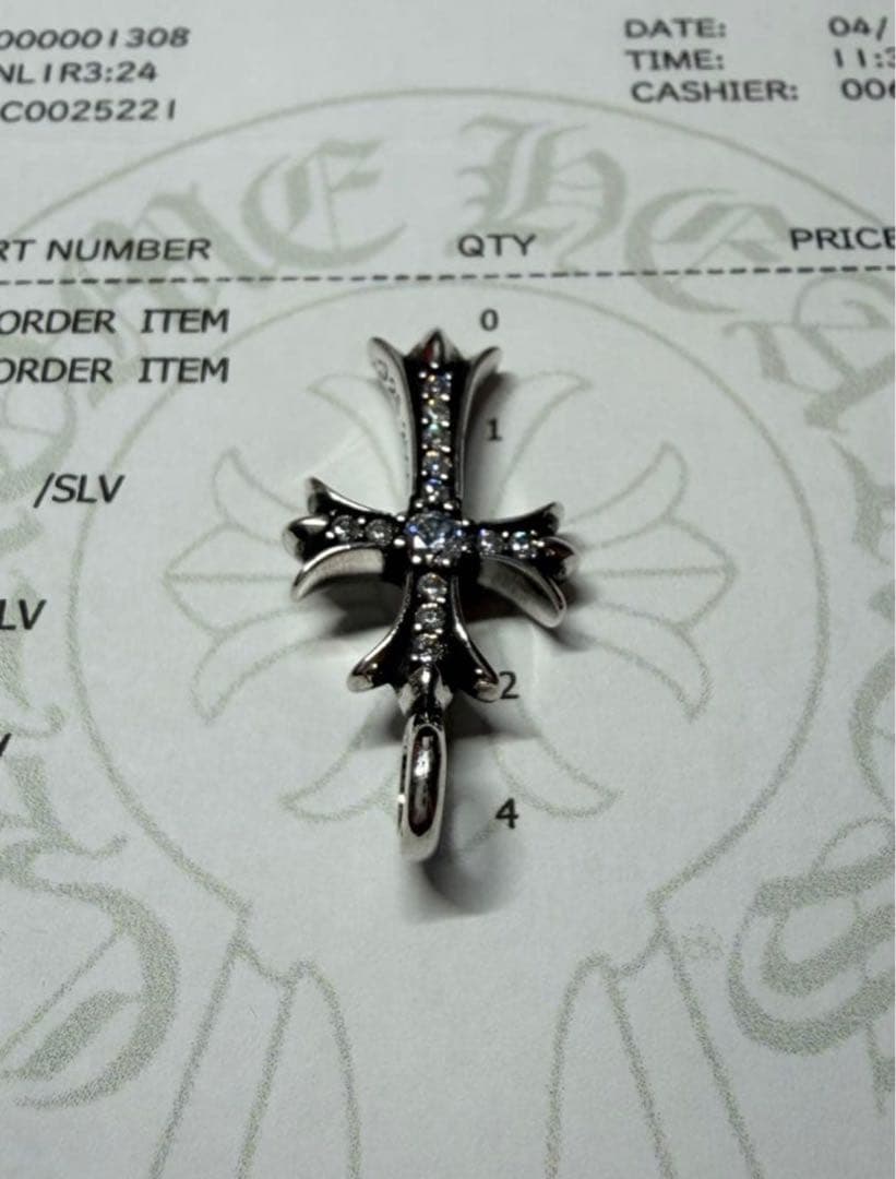 クロムハーツ　タイニーファット　チャーム　ペンダント　天然パヴェ　インボイス