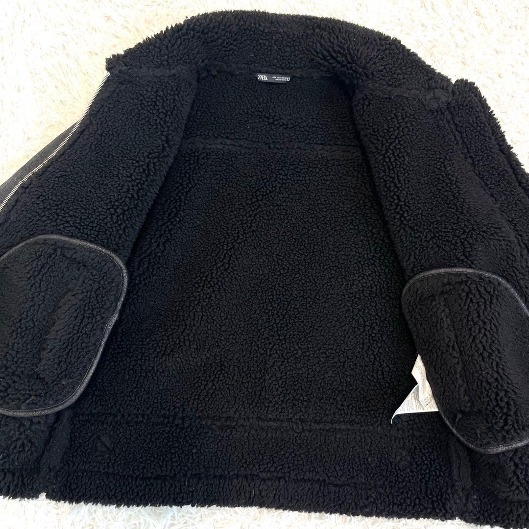 美品☆ ZARA ボアジャケット　フェイクレザー　ブラック　Lサイズ