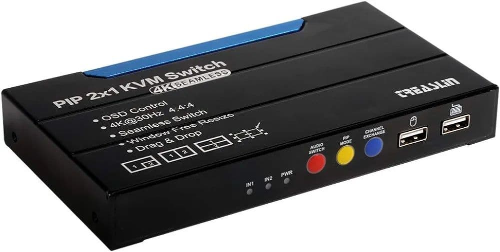 TreasLin HDMI切替 KVM切替器 2入力1出力 PBP/PIP