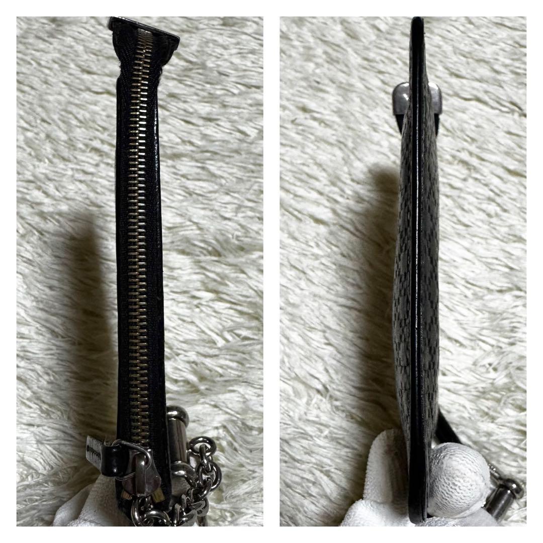 グッチ ディアマンテ 型押し ケース キーリング付き　レザー　ブラック