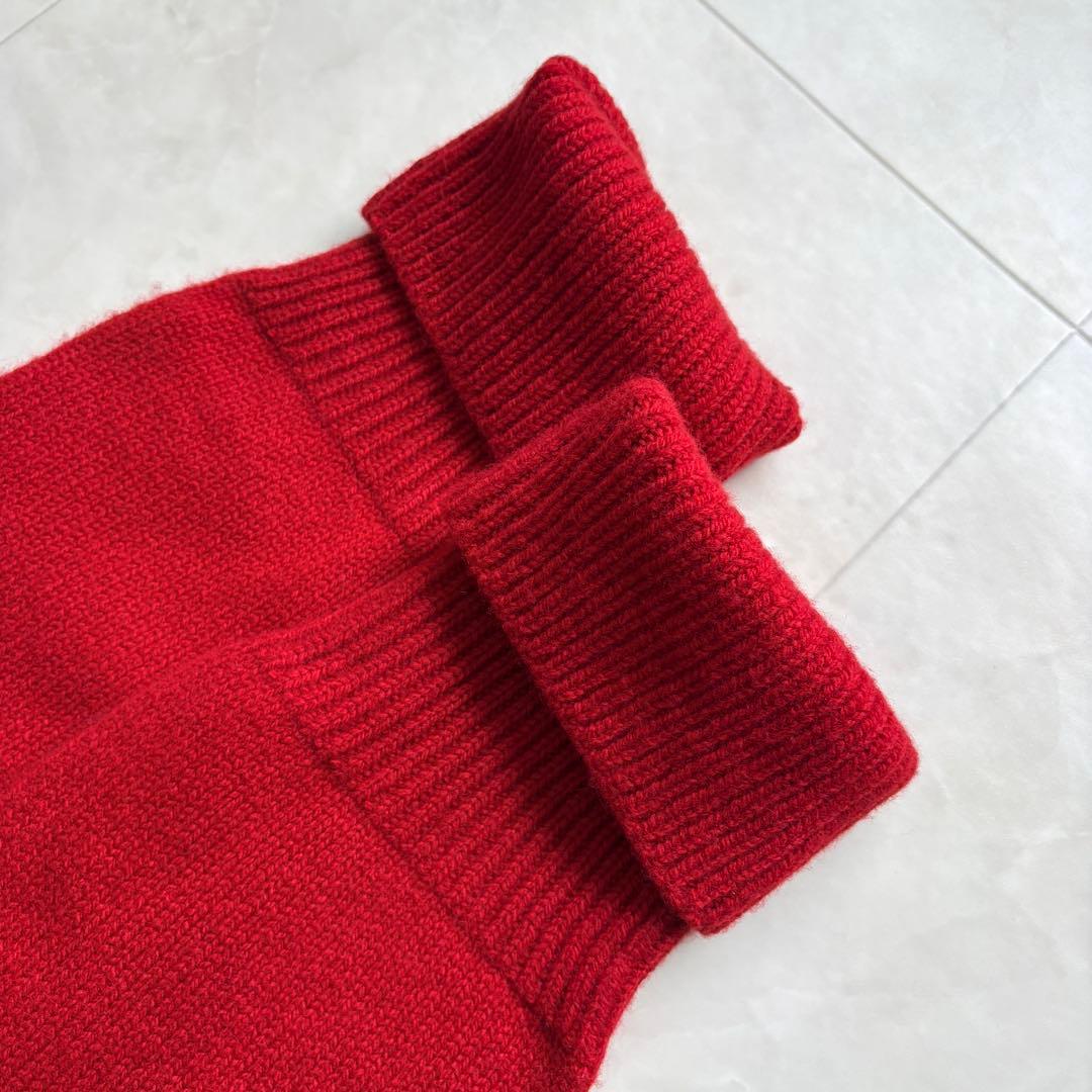美品✨  TIDES 英国製 ウール100 タートルニット 赤 34