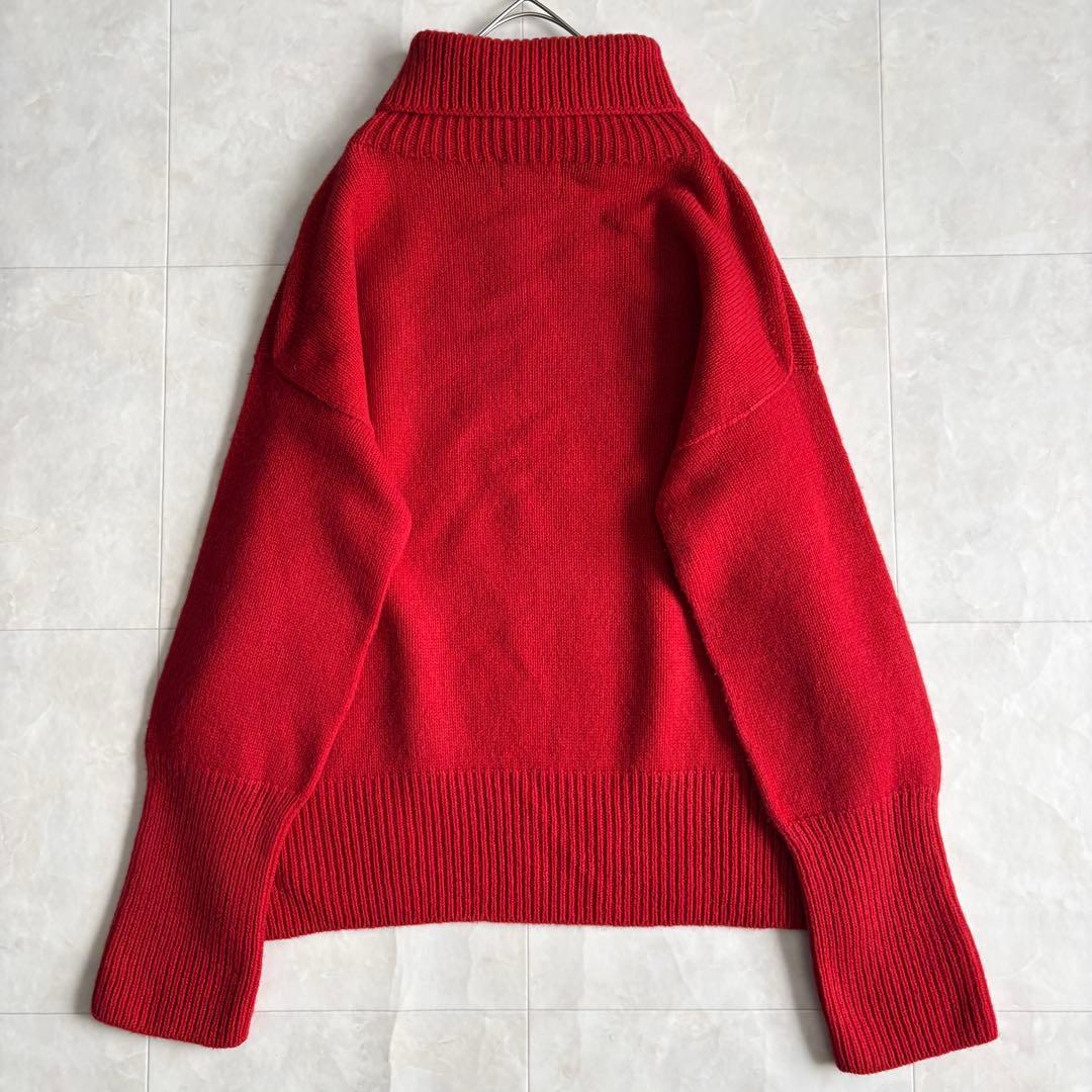 美品✨  TIDES 英国製 ウール100 タートルニット 赤 34