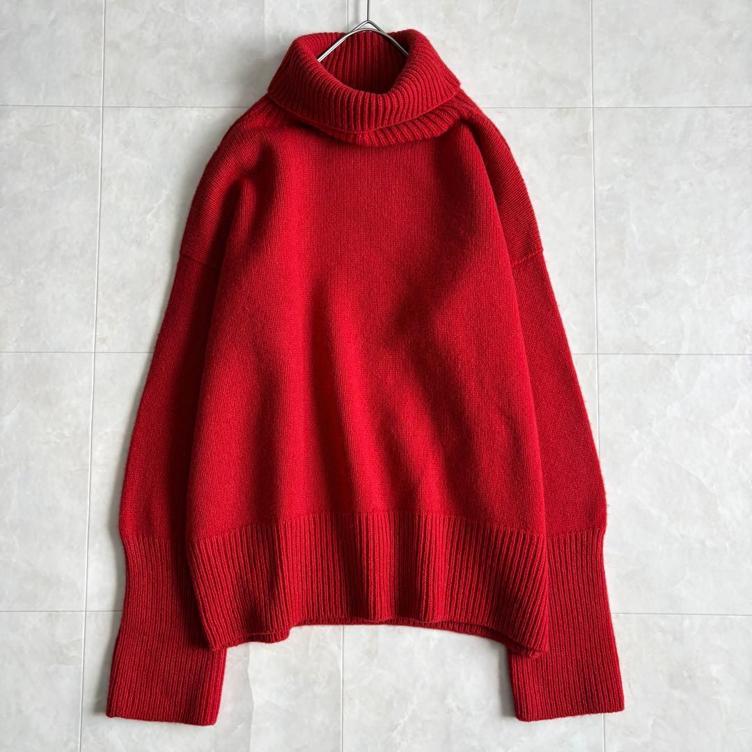 美品✨  TIDES 英国製 ウール100 タートルニット 赤 34