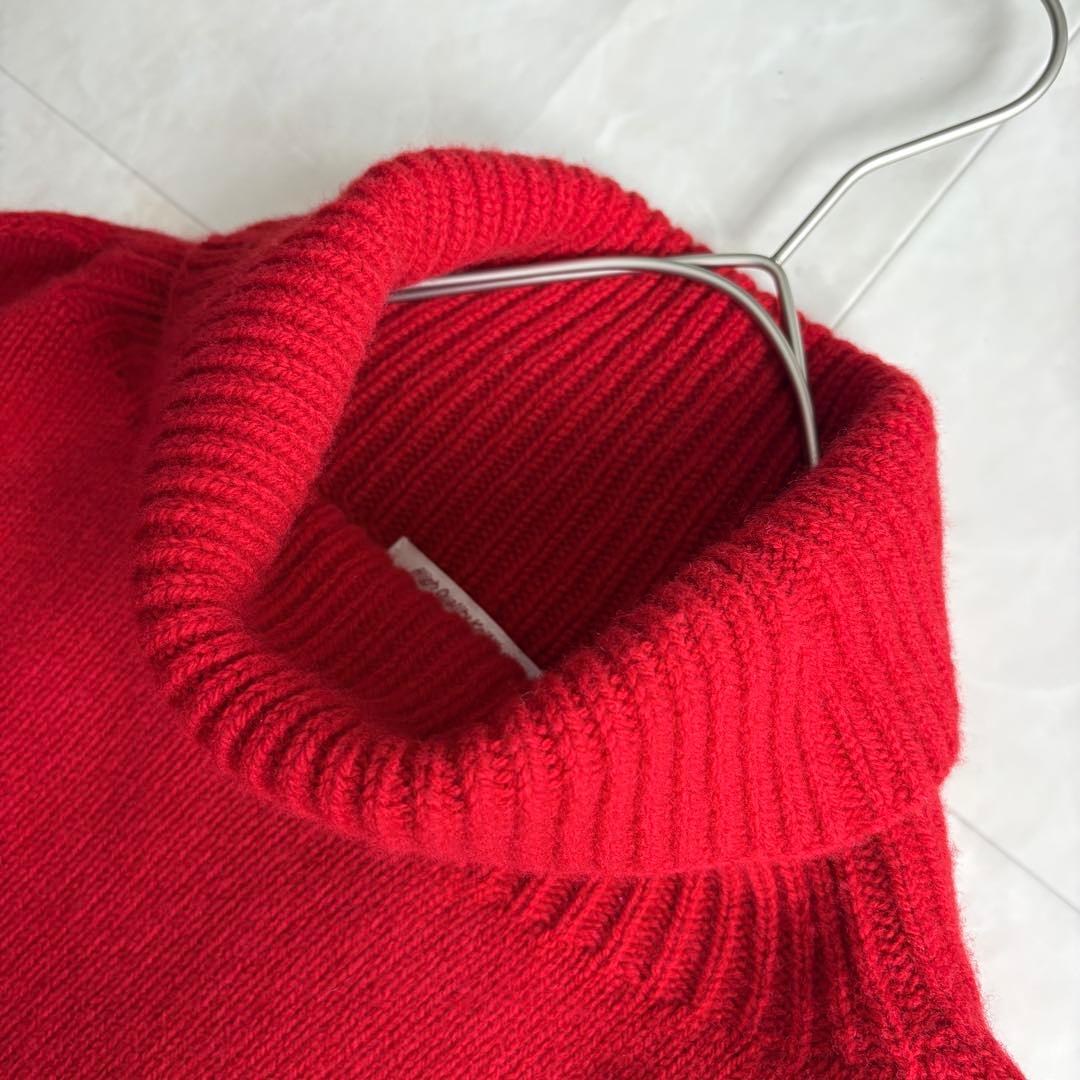 美品✨  TIDES 英国製 ウール100 タートルニット 赤 34
