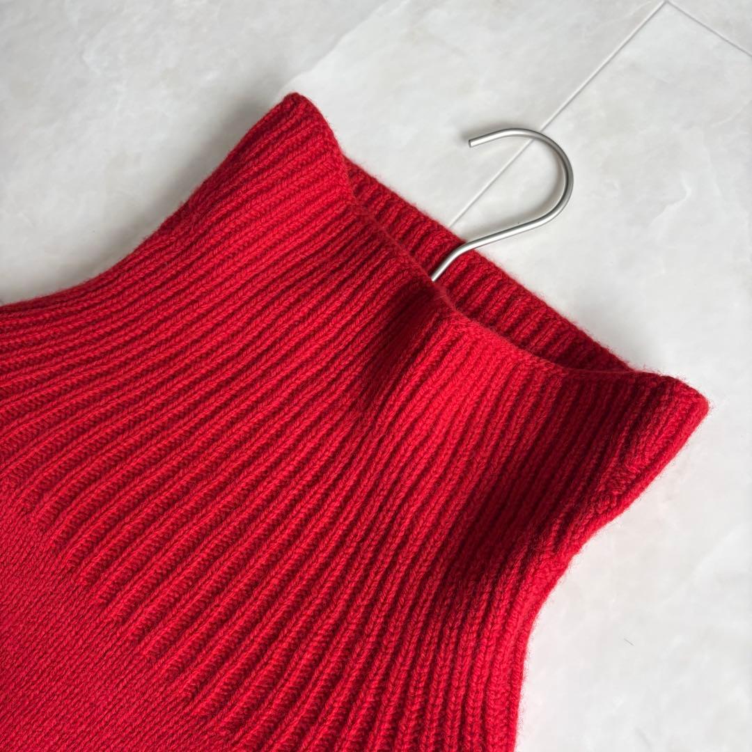 美品✨  TIDES 英国製 ウール100 タートルニット 赤 34