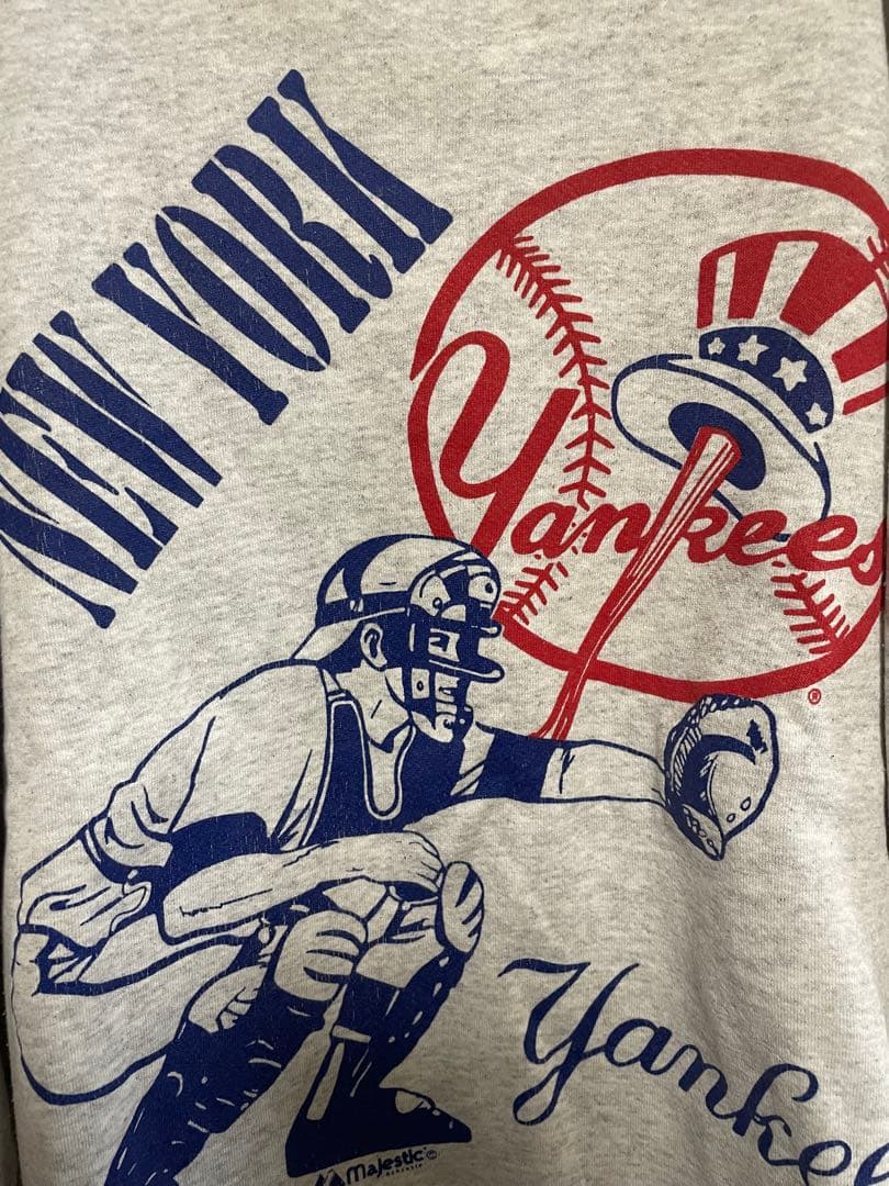 【一点物】USA製 New York Yankees プリントスウェット L