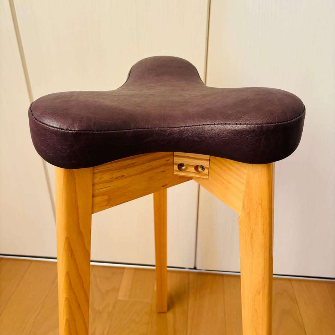 美品 飛行船スタイル マタ美 キッチンスツール ナチュラル パープル 椅子