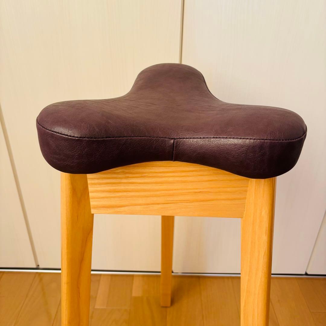 美品 飛行船スタイル マタ美 キッチンスツール ナチュラル パープル 椅子