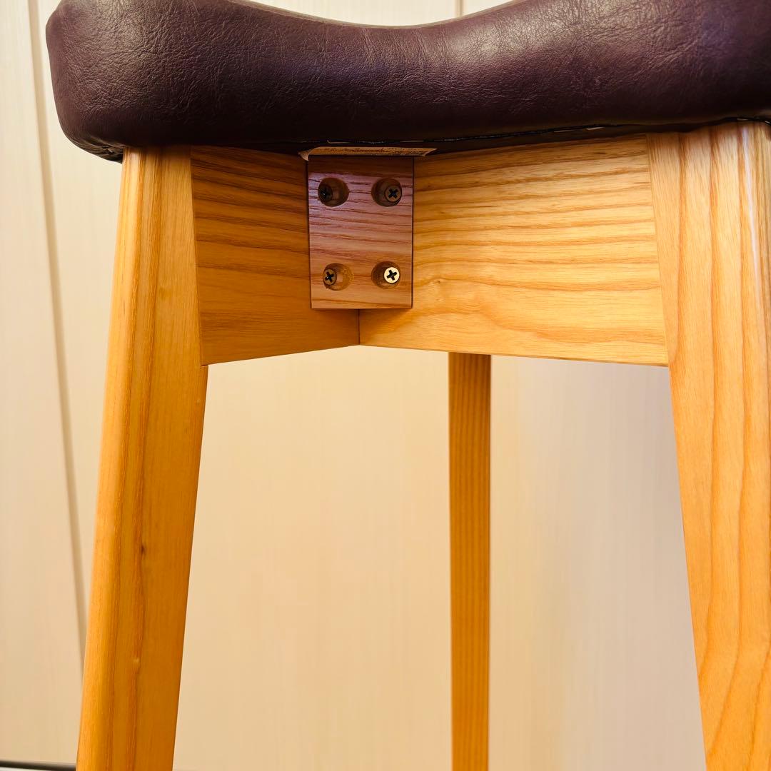 美品 飛行船スタイル マタ美 キッチンスツール ナチュラル パープル 椅子